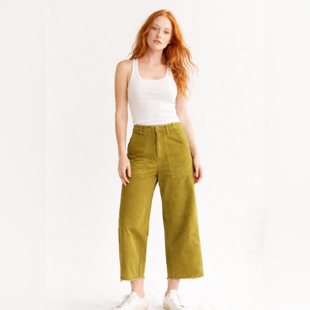 Urban Outfitters BDG Olive Green Cropped Corduroy Pants Workwear Utility 6/29‎